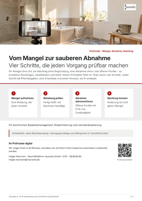 Vom Mangel zur sauberen Abnahme · Vorschau der ersten PDF-Seite